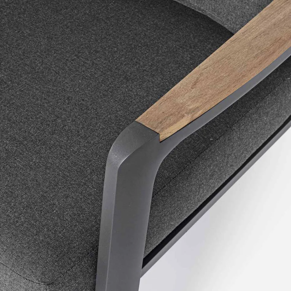 Buitenbank in stof met aluminium structuur, Homemotion - Cara Viadurini