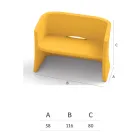 2-zits tuinbank in gekleurd polyethyleen Made in Italy - Gomez Viadurini