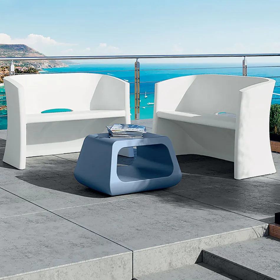 2-zits tuinbank in gekleurd polyethyleen Made in Italy - Gomez Viadurini