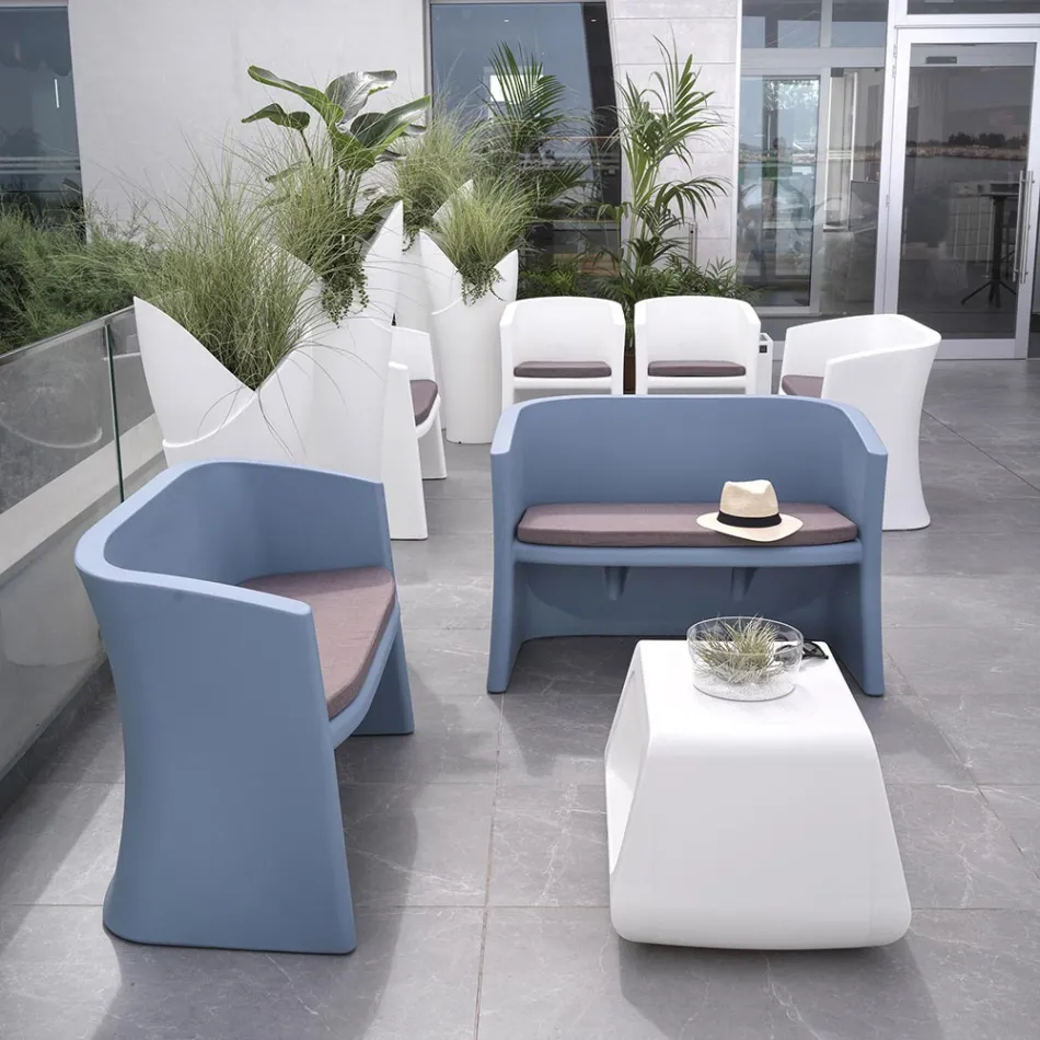 2-zits tuinbank in gekleurd polyethyleen Made in Italy - Gomez Viadurini