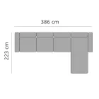 3-zits tuinbank met chaise longue in aluminium en stof - Filomena Viadurini