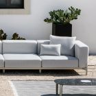 3-zits tuinbank met chaise longue in aluminium en stof - Filomena Viadurini