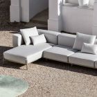 3-zits tuinbank met chaise longue van aluminium en stof - Filomena Viadurini