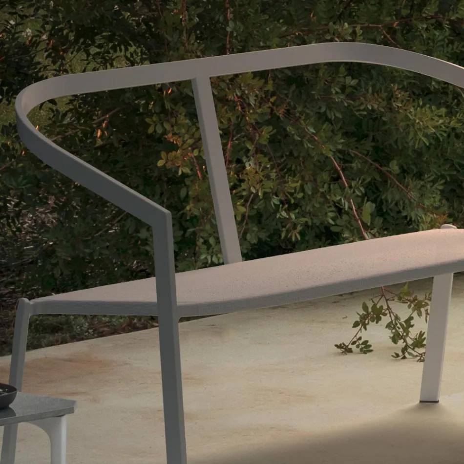 Tuinbank met aluminium onderstel en zitting van textiel Made in Italy - Maureen Viadurini