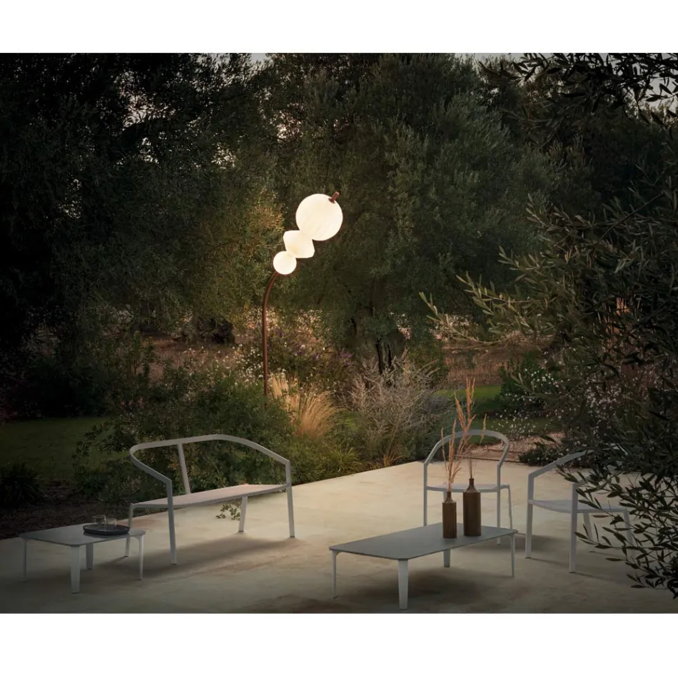 Tuinbank met aluminium onderstel en zitting van textiel Made in Italy - Maureen Viadurini