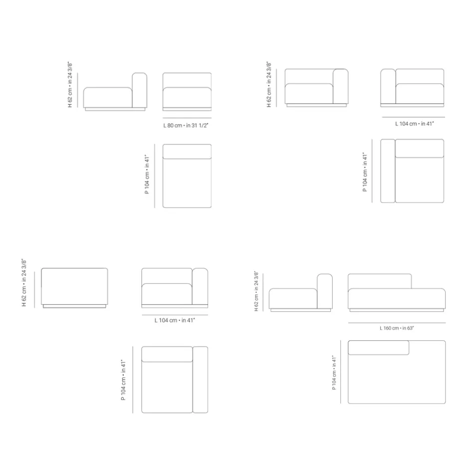 Modulaire tuinbank in multiplex gemaakt in Italië - Bahias Viadurini