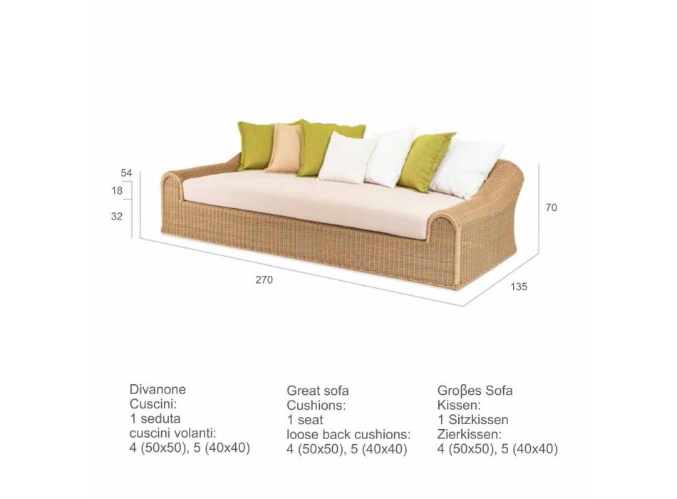 Garden sofa door het grote handgeweven Cooper Viadurini