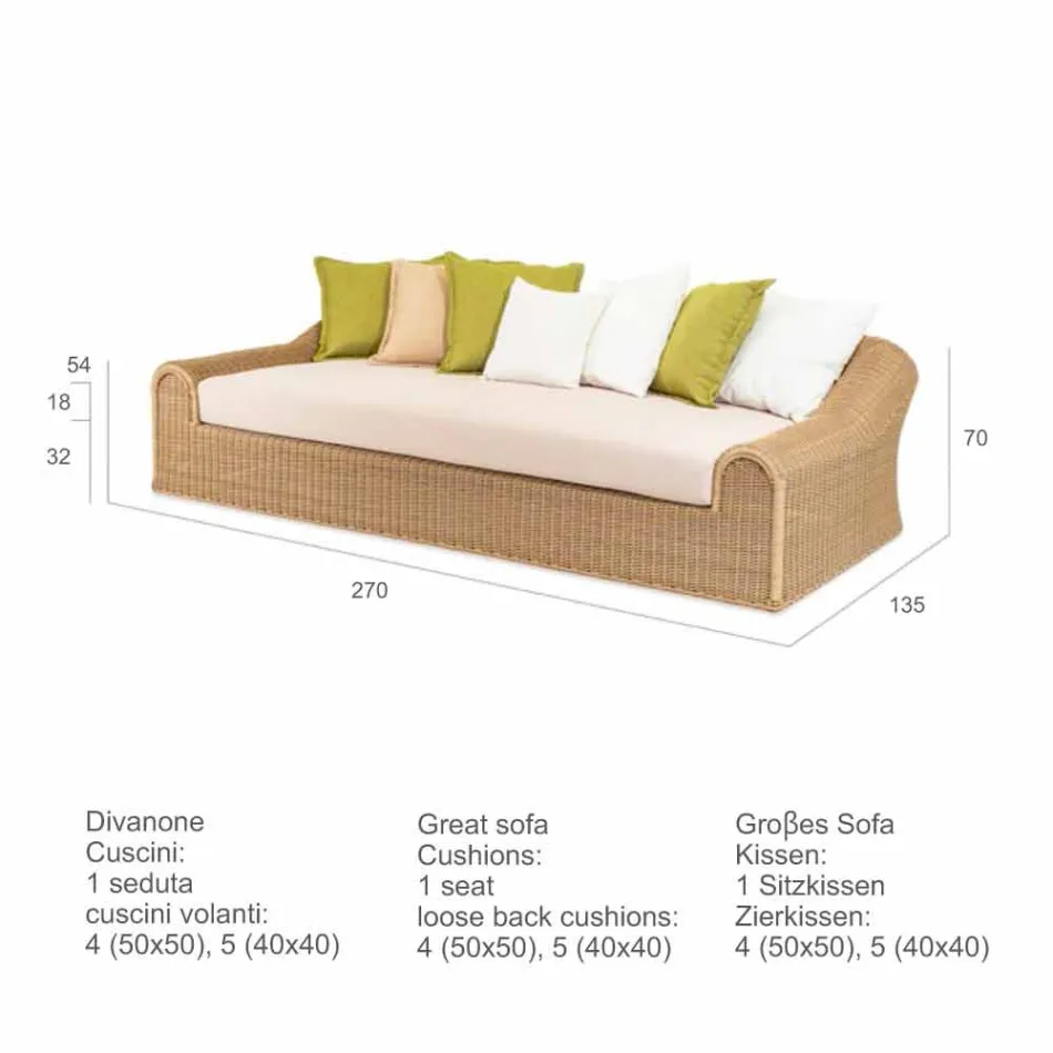 Garden sofa door het grote handgeweven Cooper Viadurini