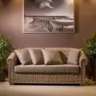 Tuinbank van natuurlijke Kubù-vezel met kussens - Isildur Viadurini