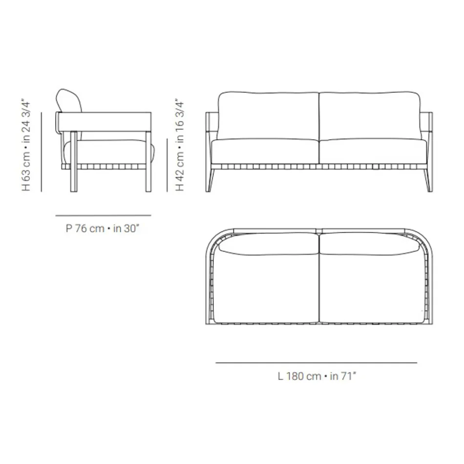 Tuinbank in teakhout en stof gemaakt in Italië - Briga Viadurini