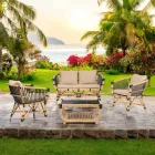 Tuinbank in natuurlijk rotan met kussens inbegrepen - Catelyn Viadurini