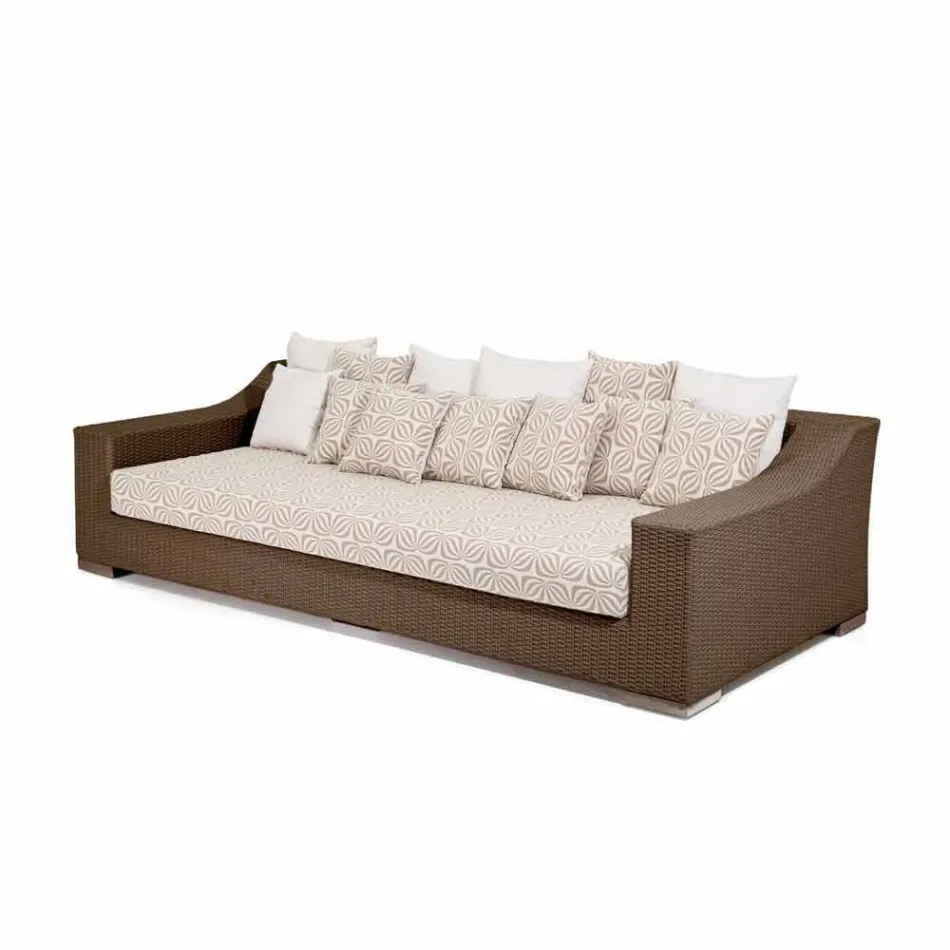 Sofa met de hand geweven tuin Joe Coffee polyethyleen Viadurini