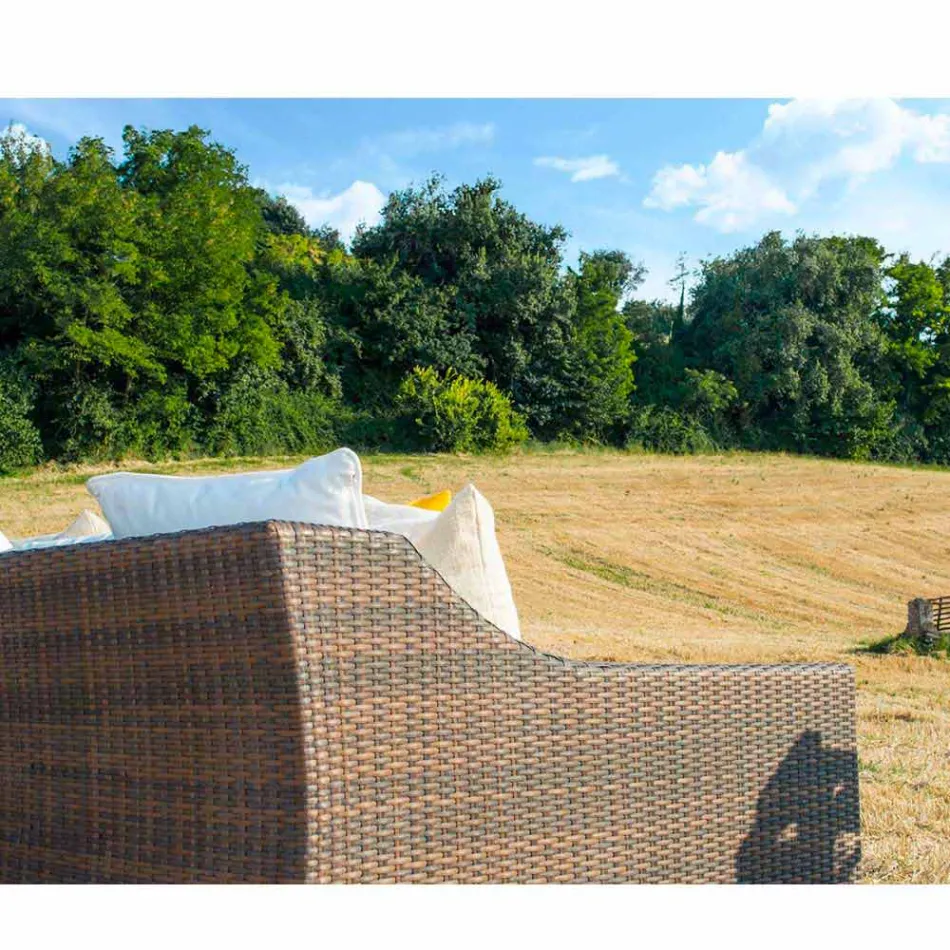 Sofa met de hand geweven tuin Joe Coffee polyethyleen Viadurini