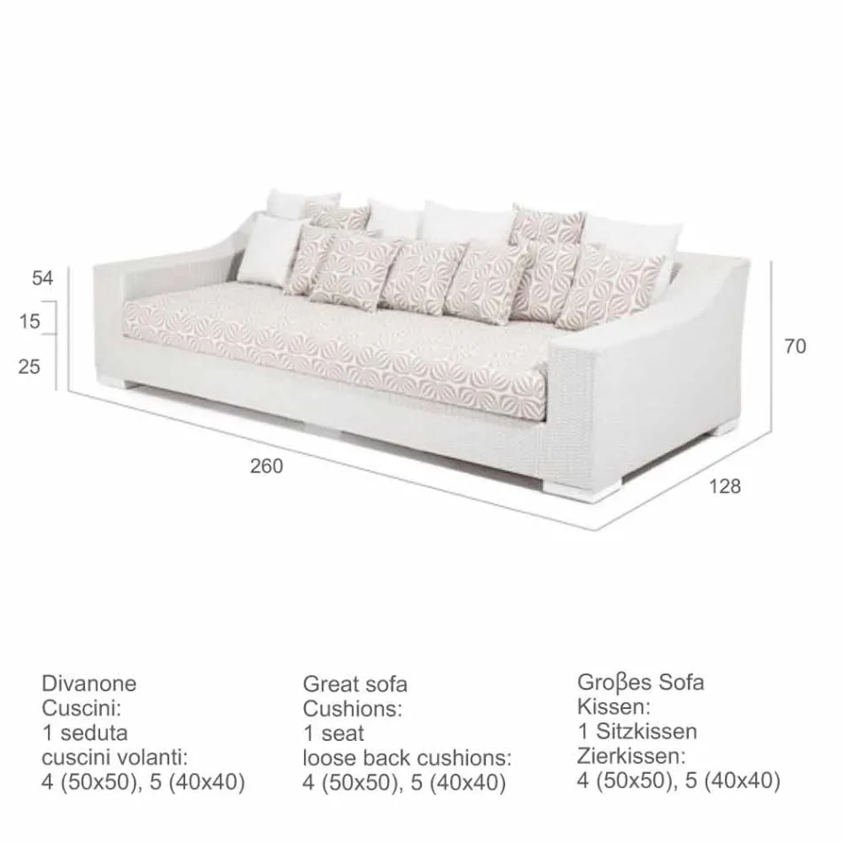 Sofa met de hand geweven tuin Joe Coffee polyethyleen Viadurini