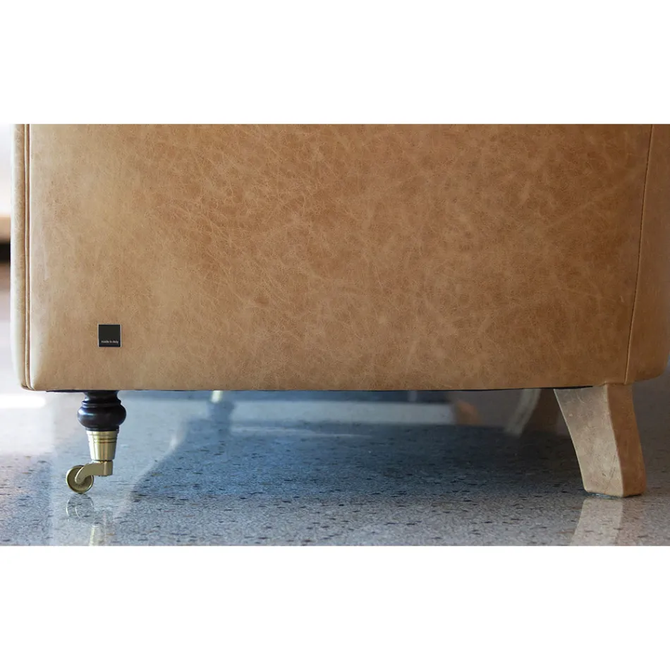 Binnenbank met houten poten en metalen wielen Made in Italy - Giocoso Viadurini