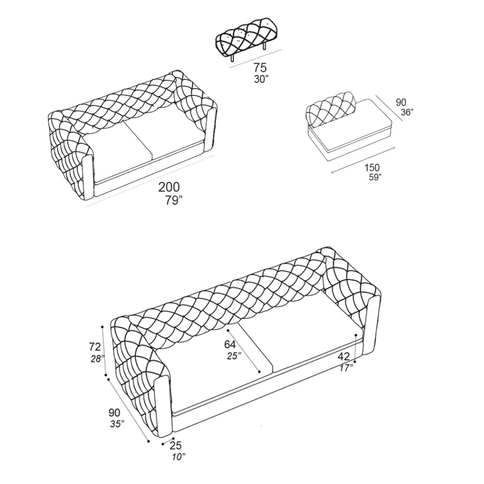 Binnenbank met verstelbare hoofdsteun Made in Italy - Unleashed Viadurini