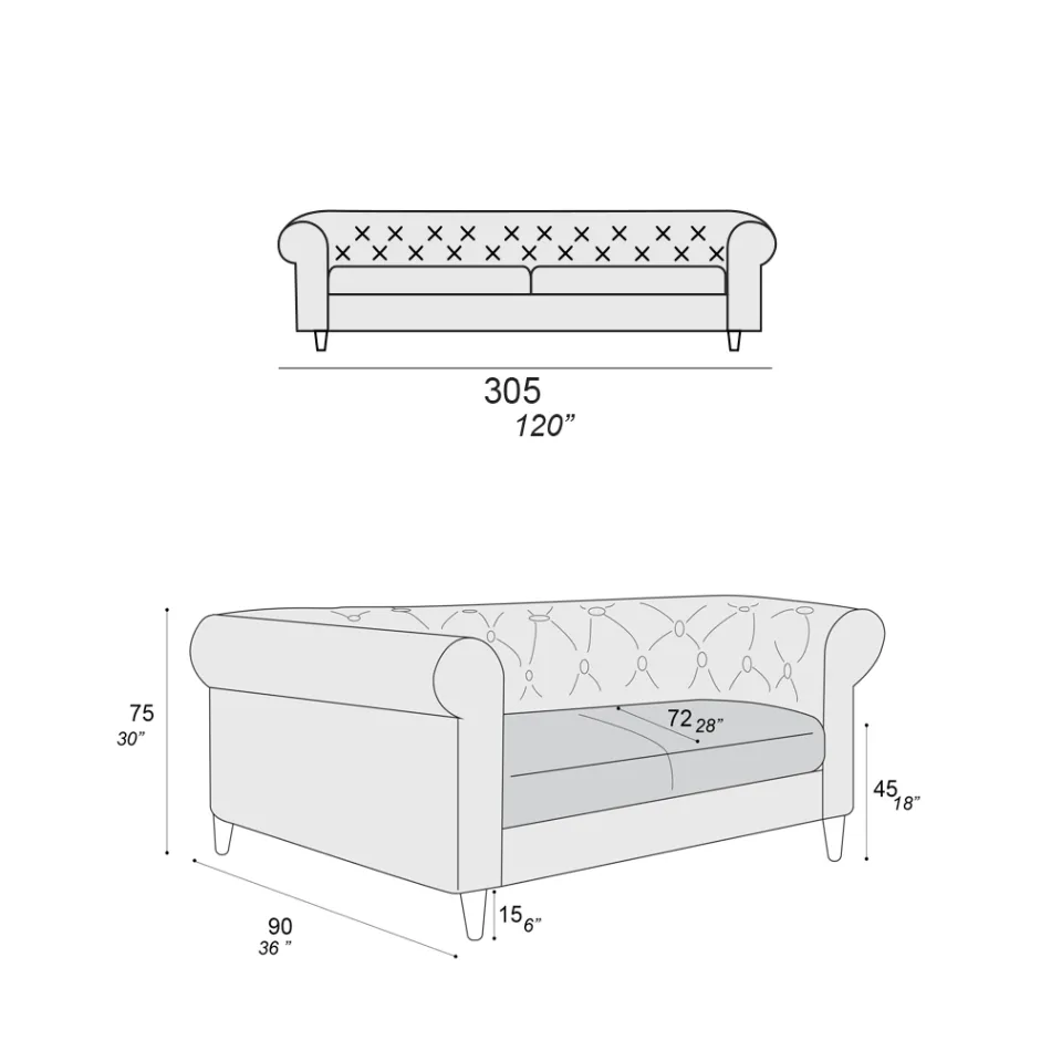 Binnenbank verkrijgbaar in verschillende maten Made in Italy - Vivace Viadurini
