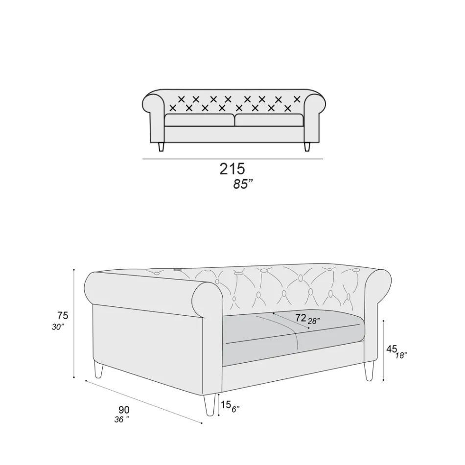 Binnenbank verkrijgbaar in verschillende maten Made in Italy - Vivace Viadurini