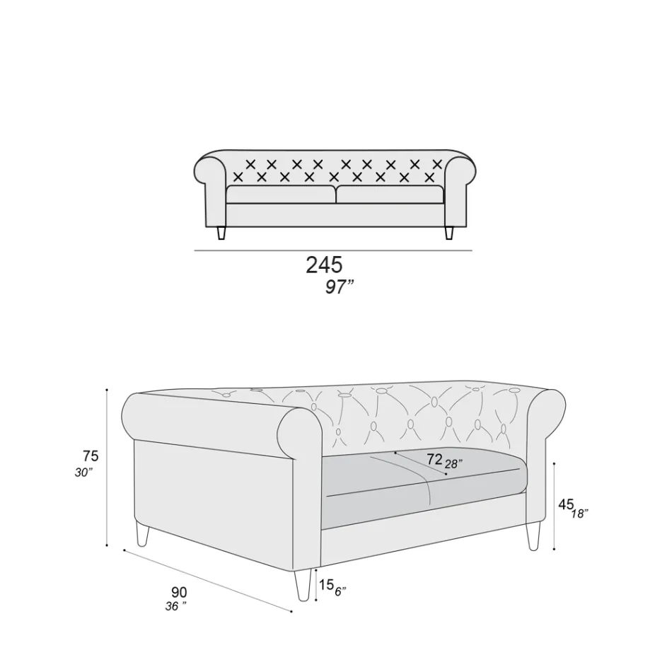 Binnenbank verkrijgbaar in verschillende maten Made in Italy - Vivace Viadurini
