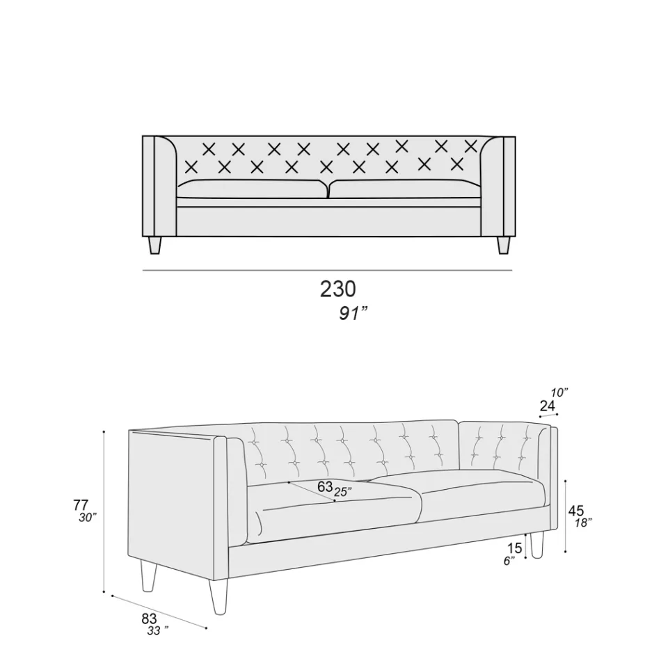 Woonkamerbank met houten structuur en poten Made in Italy - Comico Viadurini