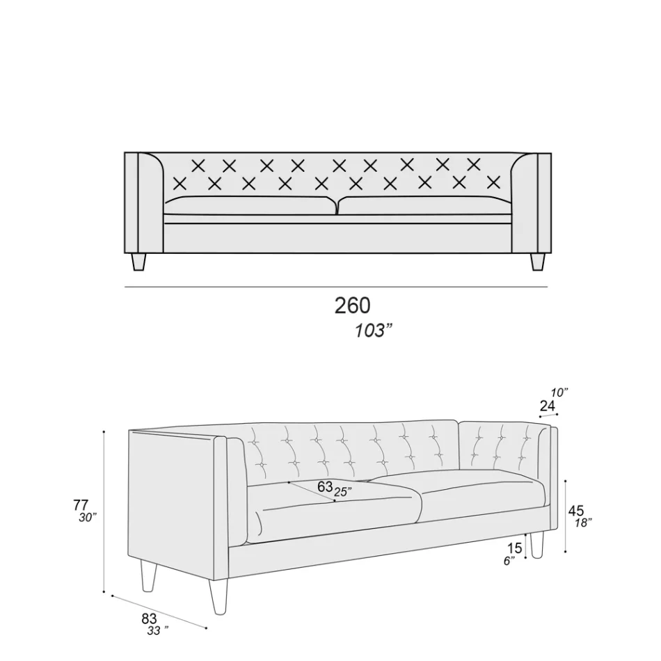 Woonkamerbank met houten structuur en poten Made in Italy - Comico Viadurini