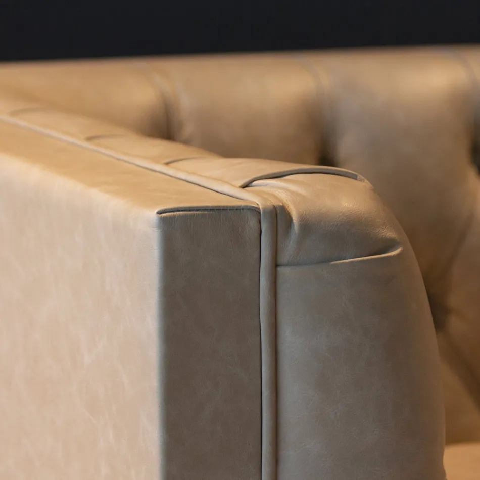 Woonkamerbank met houten structuur en poten Made in Italy - Comico Viadurini