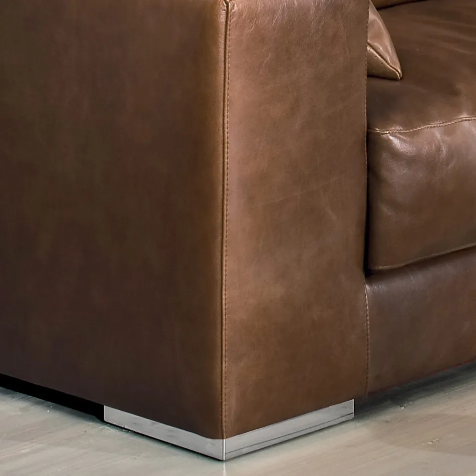 Woonkamerbank van hout, polyurethaan en metaal, gemaakt in Italië - sprankelend Viadurini