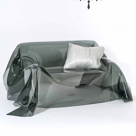 Sofa met een modern design in Jolly gerookte plexiglas, made in Italy Viadurini
