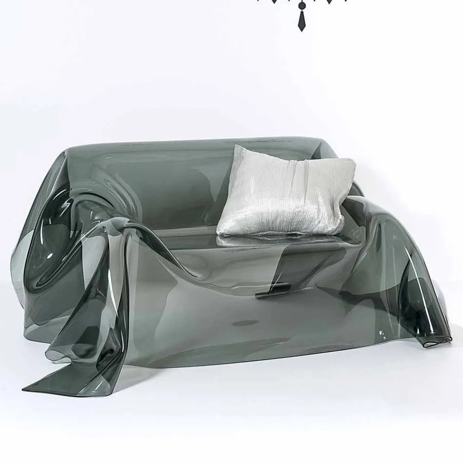 Sofa met een modern design in Jolly gerookte plexiglas, made in Italy Viadurini