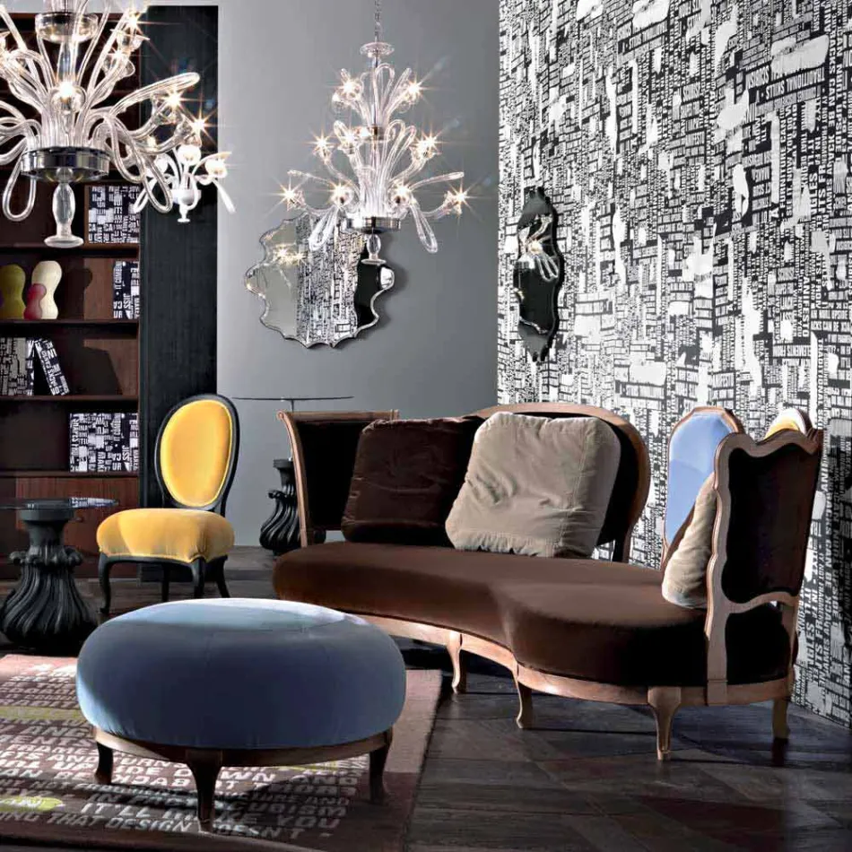 Sofa luxe design, 5 Massief houten rug, made in Italy, Manno Viadurini