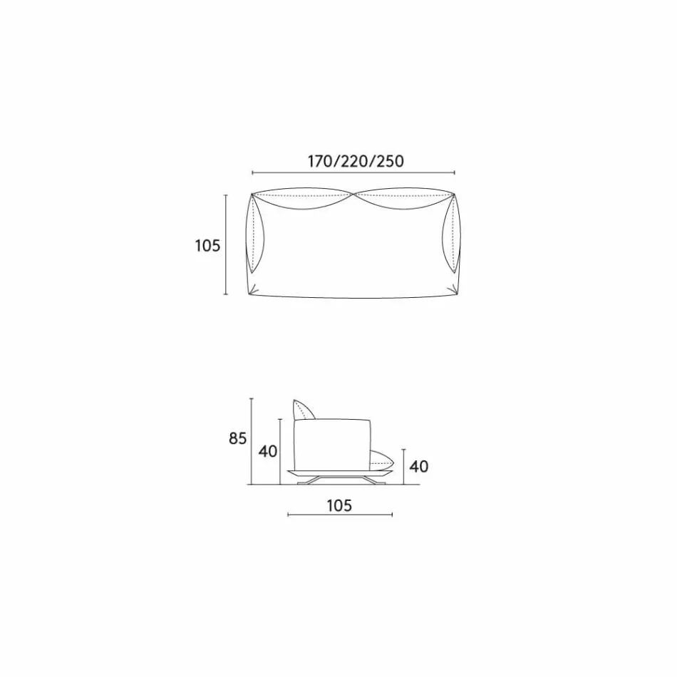 Moderne bank ontwerp Shita huid, 170, 220 of 250 cm Viadurini