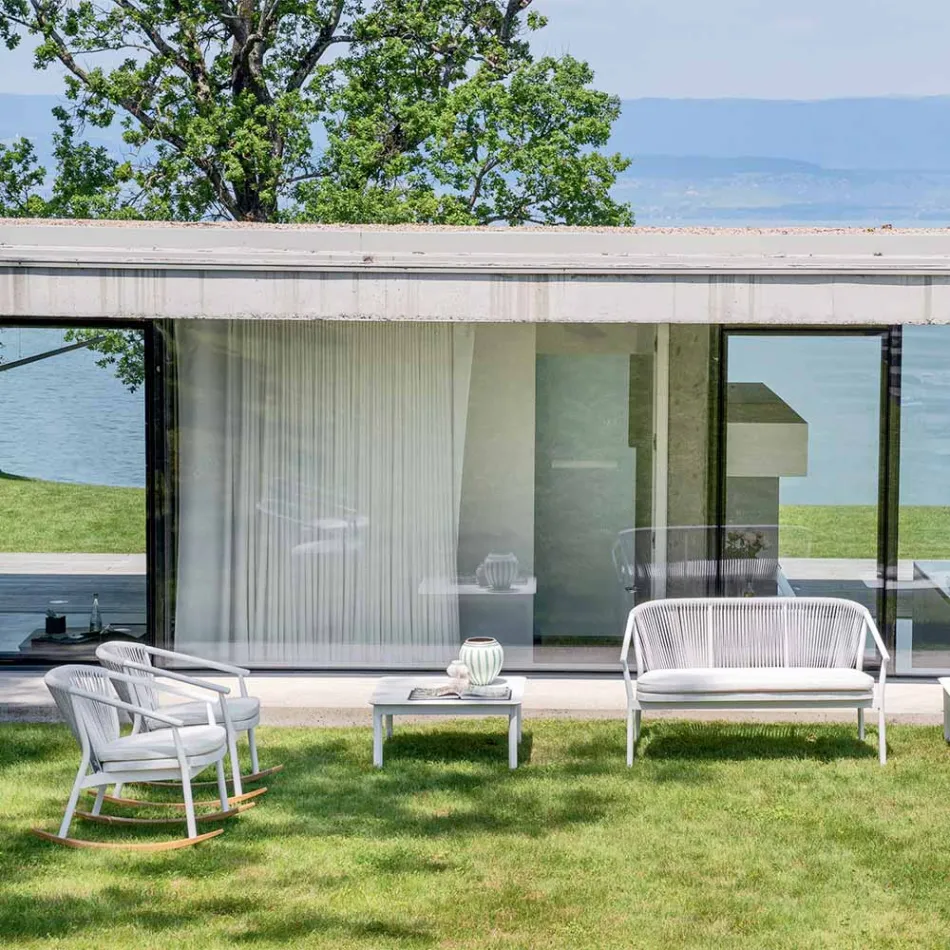 Tweezits Tuinstapelbank Aluminium en Stof - Smart By Varaschin Viadurini