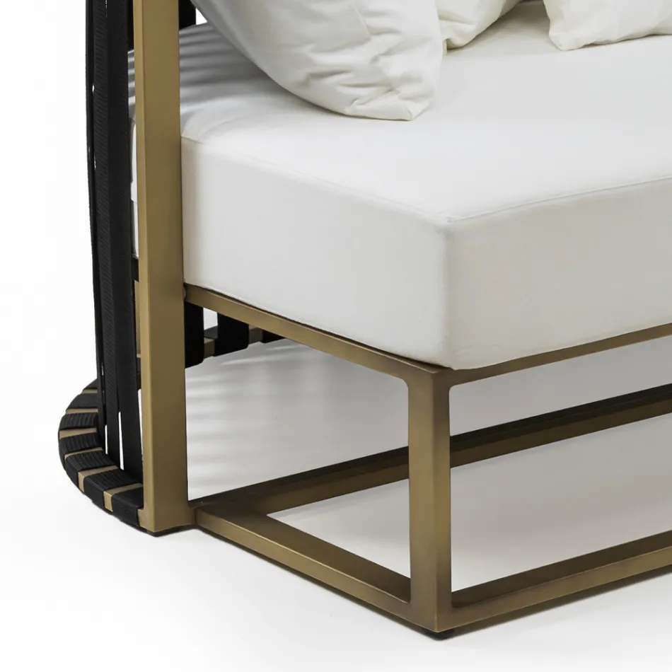 Buitenbank 2 zitplaatsen in aluminium met touwen Luxe design 3 afwerkingen - Julie Viadurini