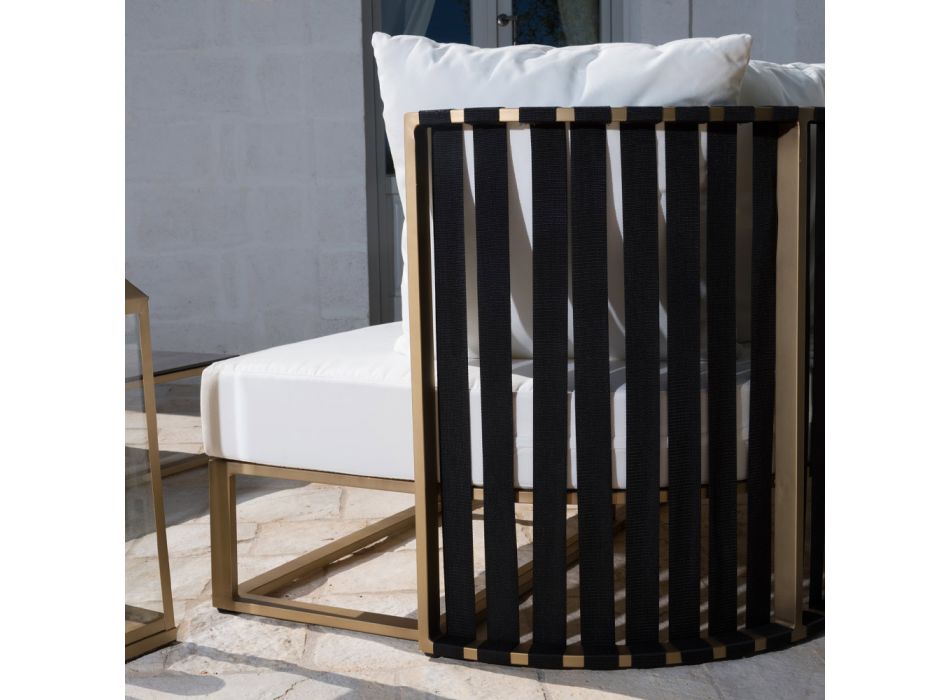 Buitenbank 2 zitplaatsen in aluminium met touwen Luxe design 3 afwerkingen - Julie Viadurini