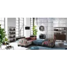 Gewatteerde tweezitsbank in patchwork en hout - vezel Viadurini