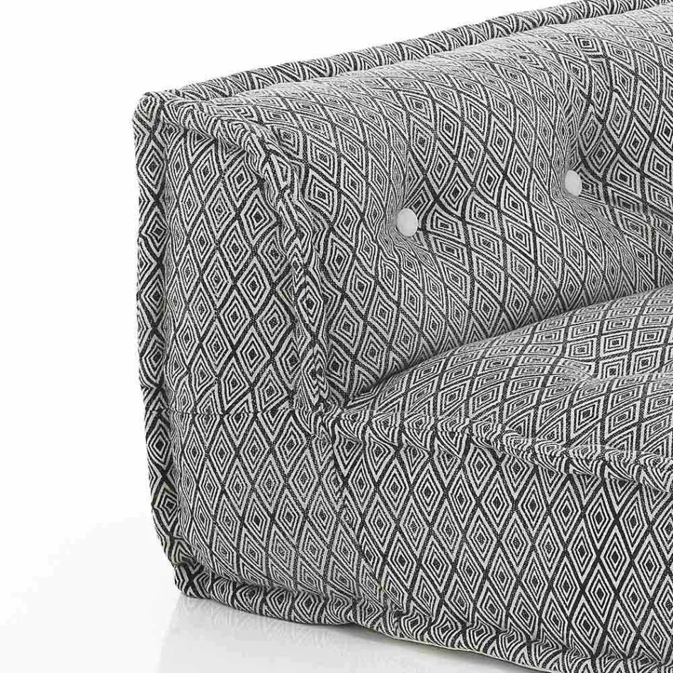 Gewatteerde tweezitsbank in patchwork en hout - vezel Viadurini