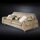 Massief hout en lederen sofa met armleuningen Eve voor objecten Viadurini