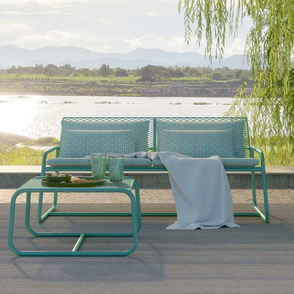 Metalen bank voor de moderne tuin Hoge kwaliteit Made in Italy - Karol Viadurini