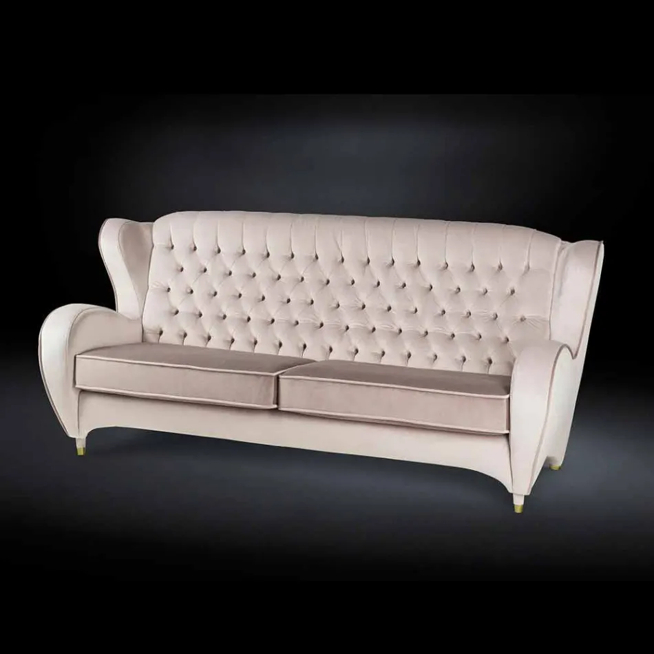 Sofa fluwelen gewatteerde werkstijl New classic Schinke Viadurini