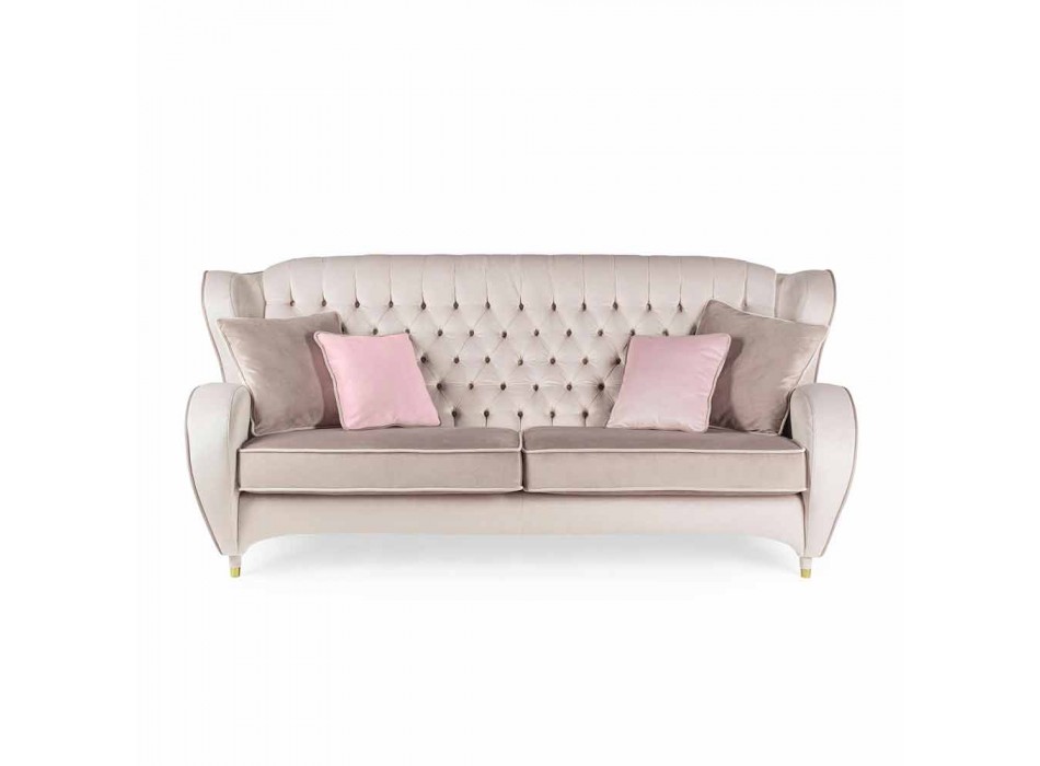 Sofa fluwelen gewatteerde werkstijl New classic Schinke Viadurini