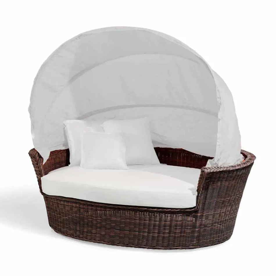 Sofa eiland rustgevende tuin met Hector gemaakt weven met de hand, modern design Viadurini