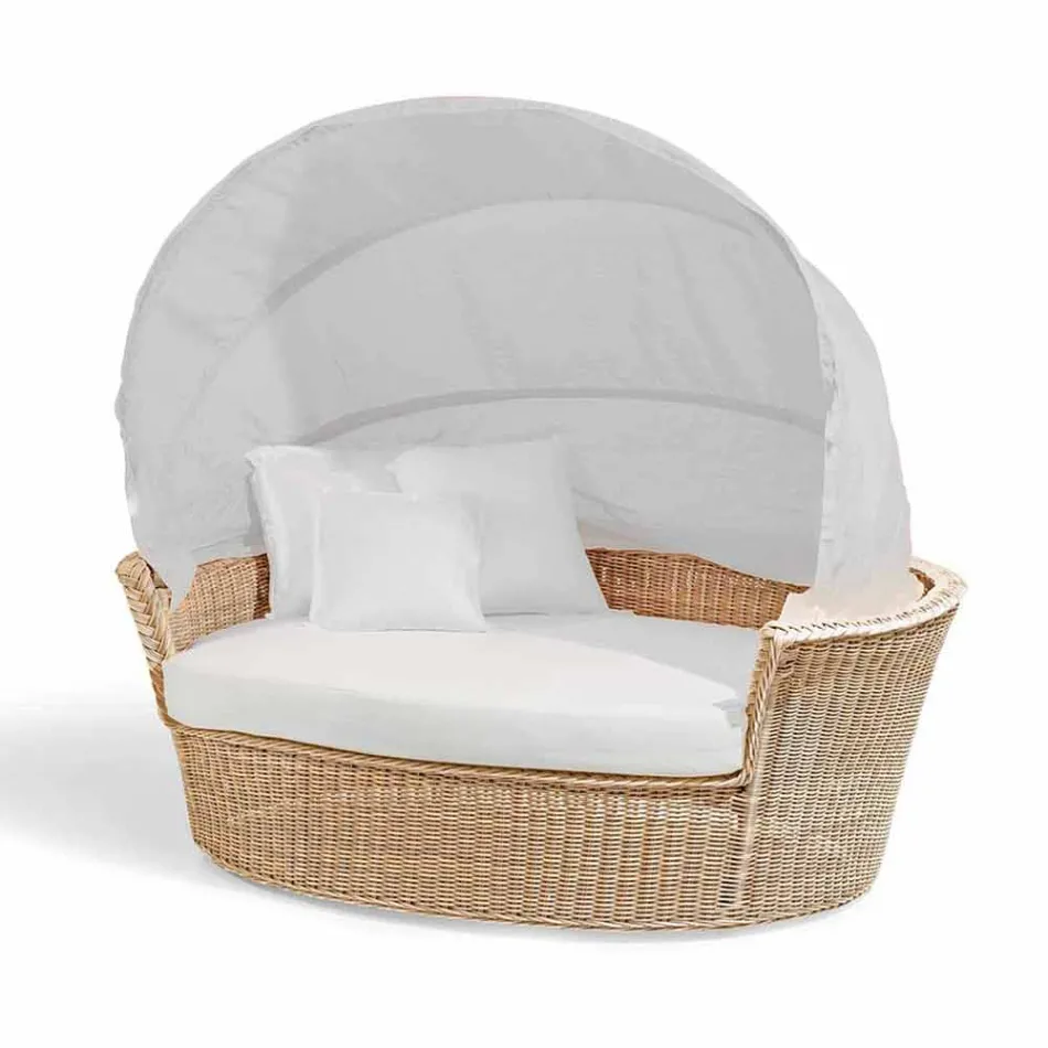 Sofa eiland rustgevende tuin met Hector gemaakt weven met de hand, modern design Viadurini