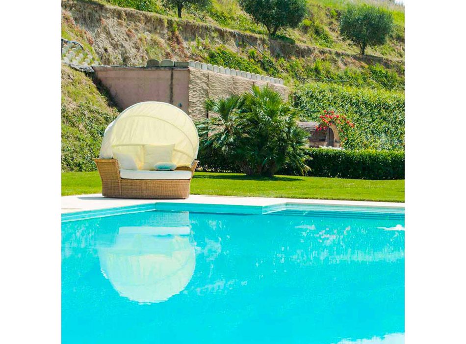 Sofa eiland rustgevende tuin met Hector gemaakt weven met de hand, modern design Viadurini
