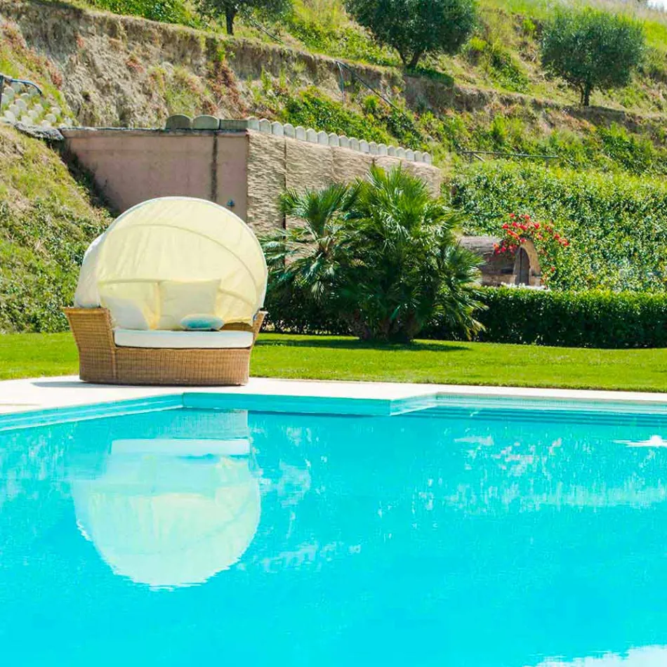 Sofa eiland rustgevende tuin met Hector gemaakt weven met de hand, modern design Viadurini