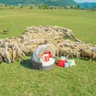 Sofa eiland rustgevende tuin met Hector gemaakt weven met de hand, modern design Viadurini