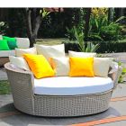Sofa eiland rustgevende tuin met Hector gemaakt weven met de hand, modern design Viadurini