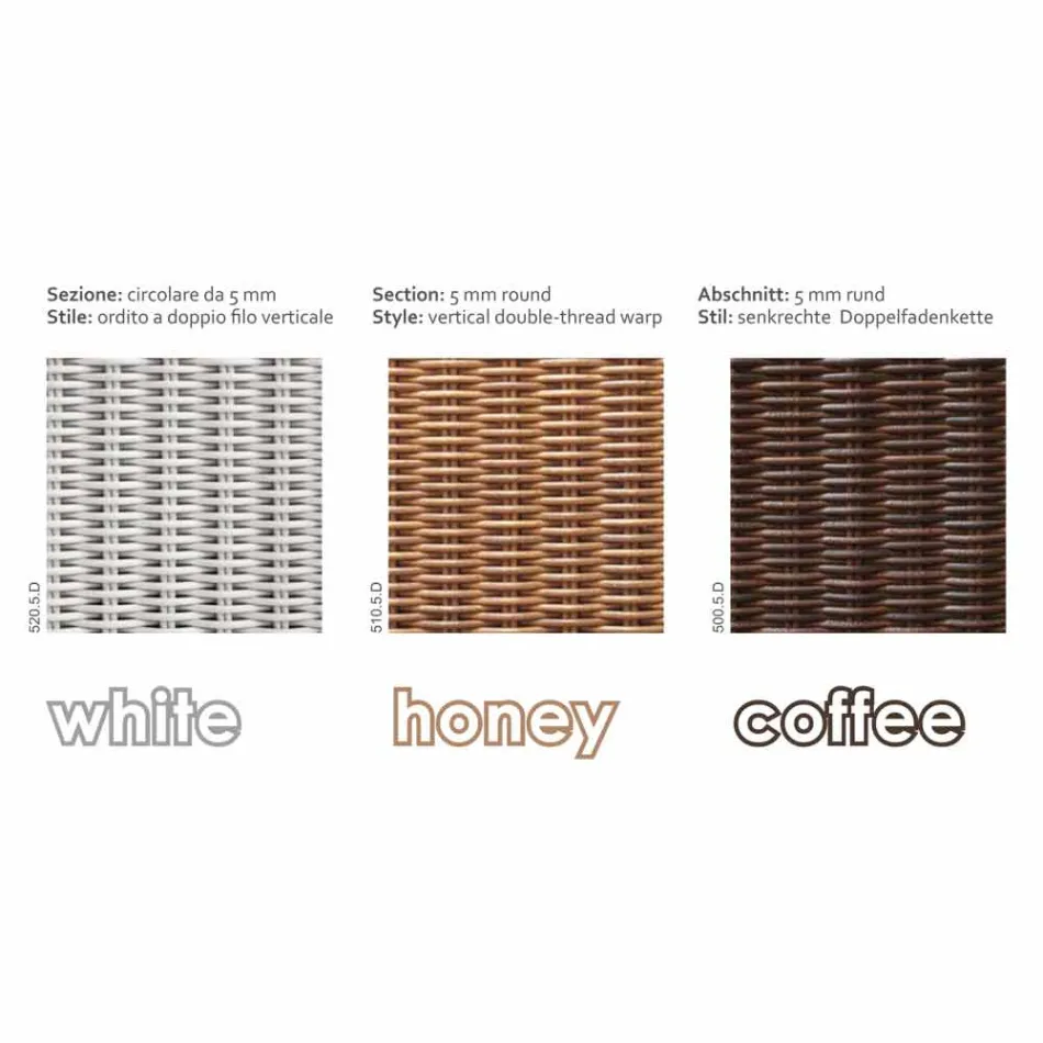 Sofa eiland rustgevende tuin met Hector gemaakt weven met de hand, modern design Viadurini