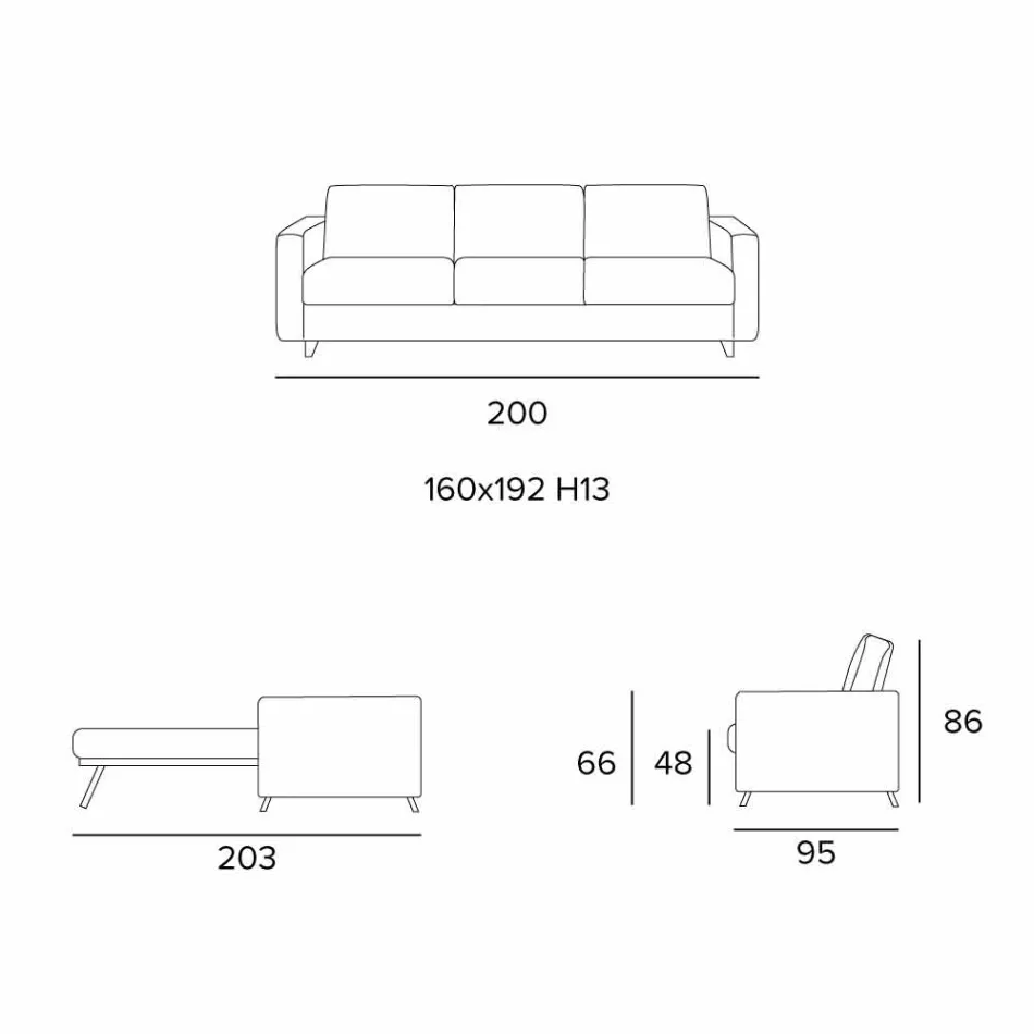 Moderne design slaapbank in stof gemaakt in Italië Filippo Viadurini