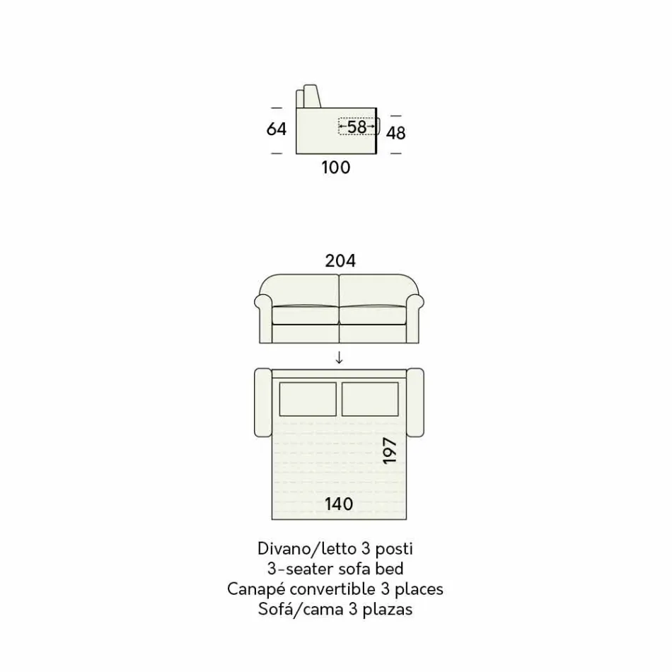 Slaapbank voor 2 personen in designstof Made in Italy - anemoon Viadurini