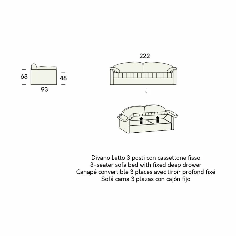 Eenpersoons slaapbank met container bekleed met stof Made in Italy - Kayla Viadurini